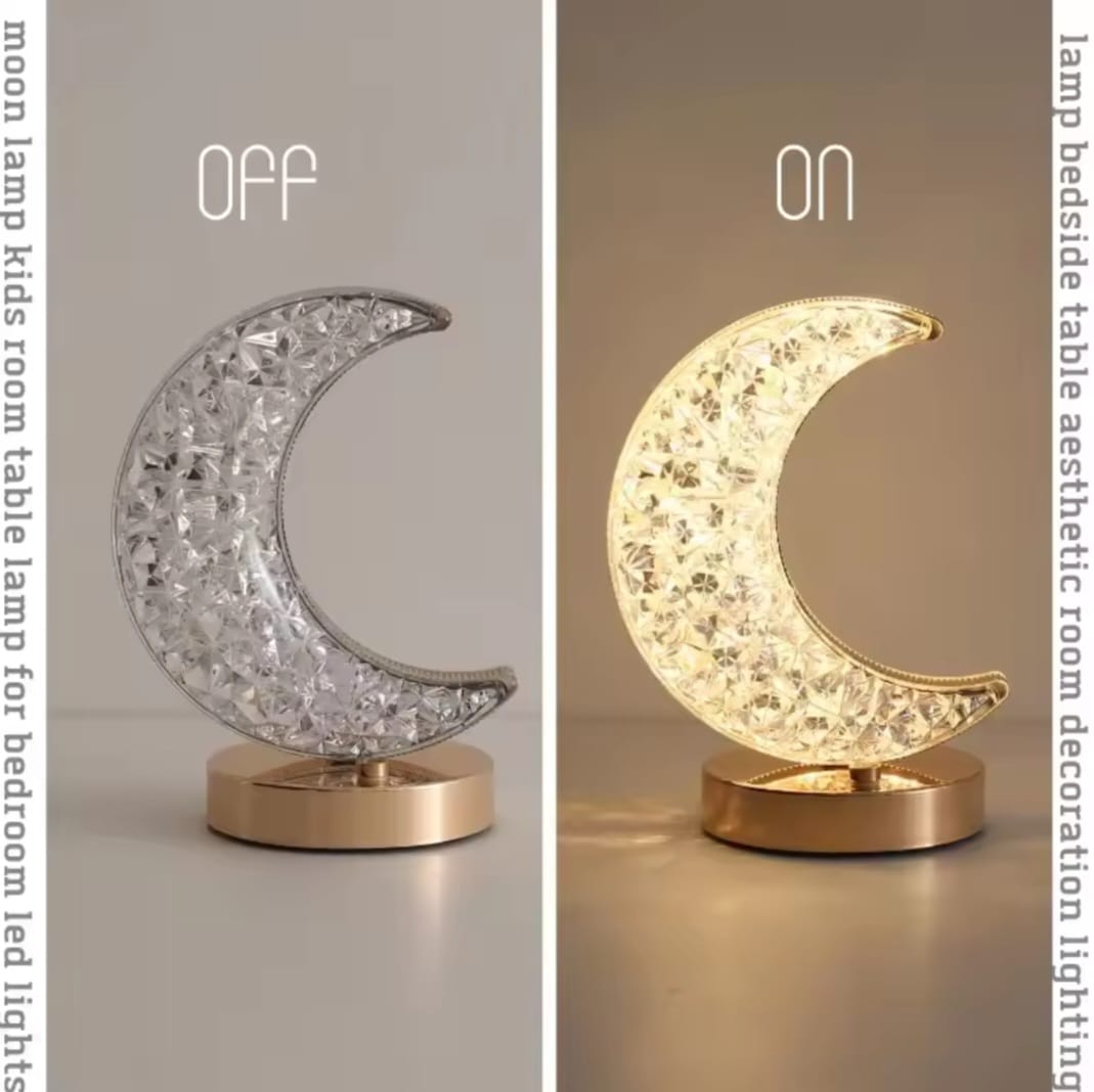 Adorno de luna de cristal con luces LED