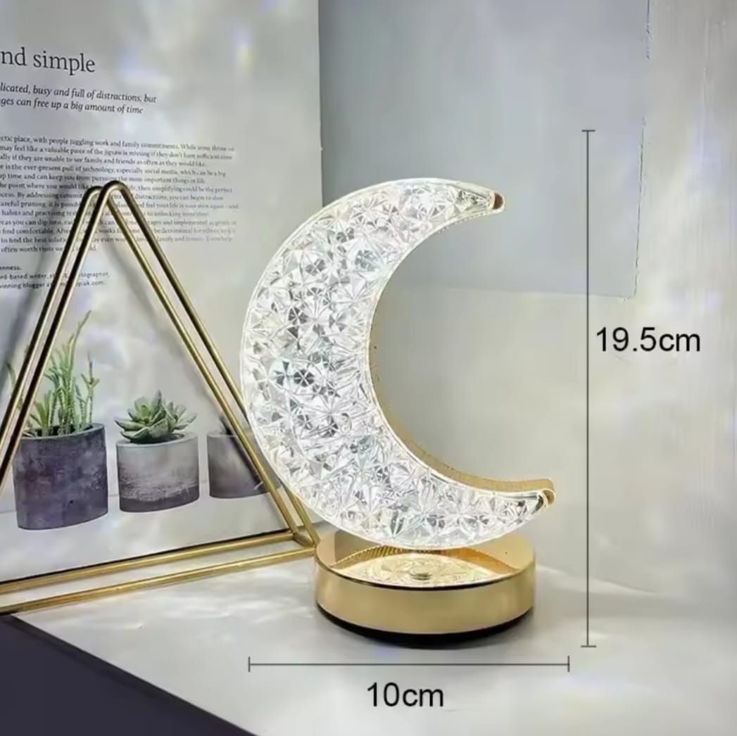 Adorno de luna de cristal con luces LED