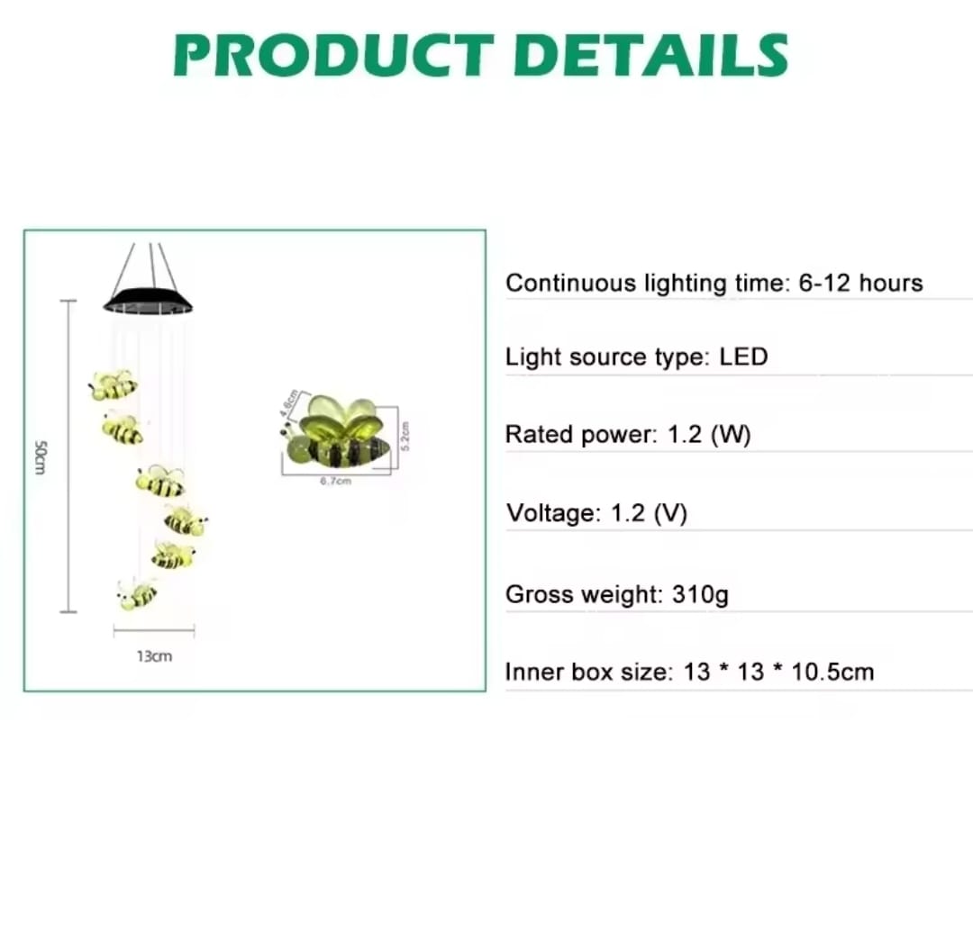 Colgante Solar Abejas luz Multicolor