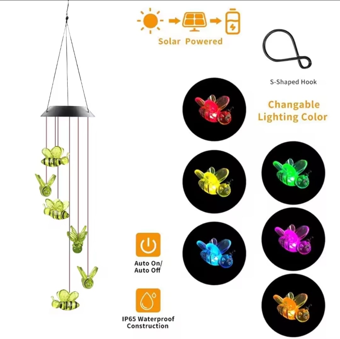 Colgante Solar Abejas luz Multicolor